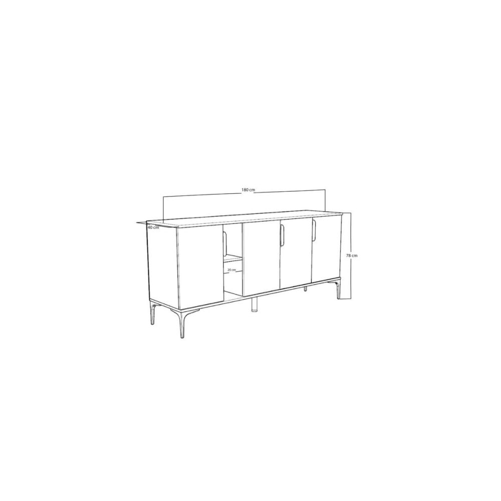 Buffet en Melamina Gris Oscuro y Blanco, 180x40x78 cm, Diseño Moderno y Duradero