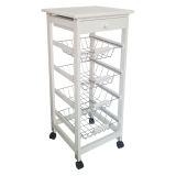 Verdulero Frutero de Cocina 4 Cestas y Cajón 37x37x85 Blanco
