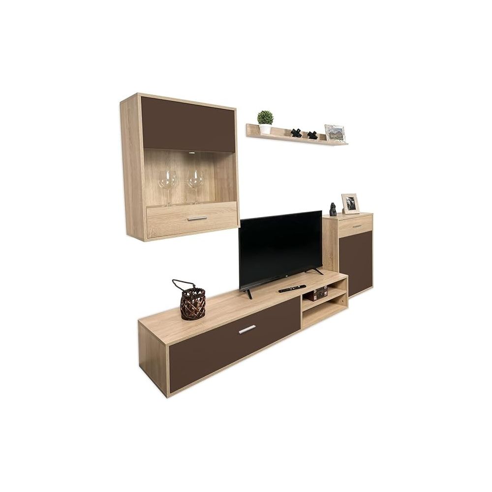 Meyvaser, Conjunto de muebles de salón 220 cm Color cambrian y Chocolate , muebles de salón.