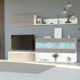 Mueble de Salón con Leds, Acabado en Andersen Pino, 250x115 cm