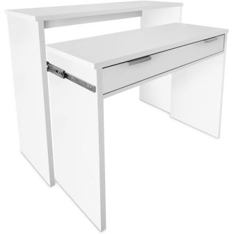 Mesa Escritorio Extensible, Consola Extensible,Color Blanco, Medidas: 90 cm (Largo) x 33-63,4 cm (Ancho) x 87,5 cm (Alto)