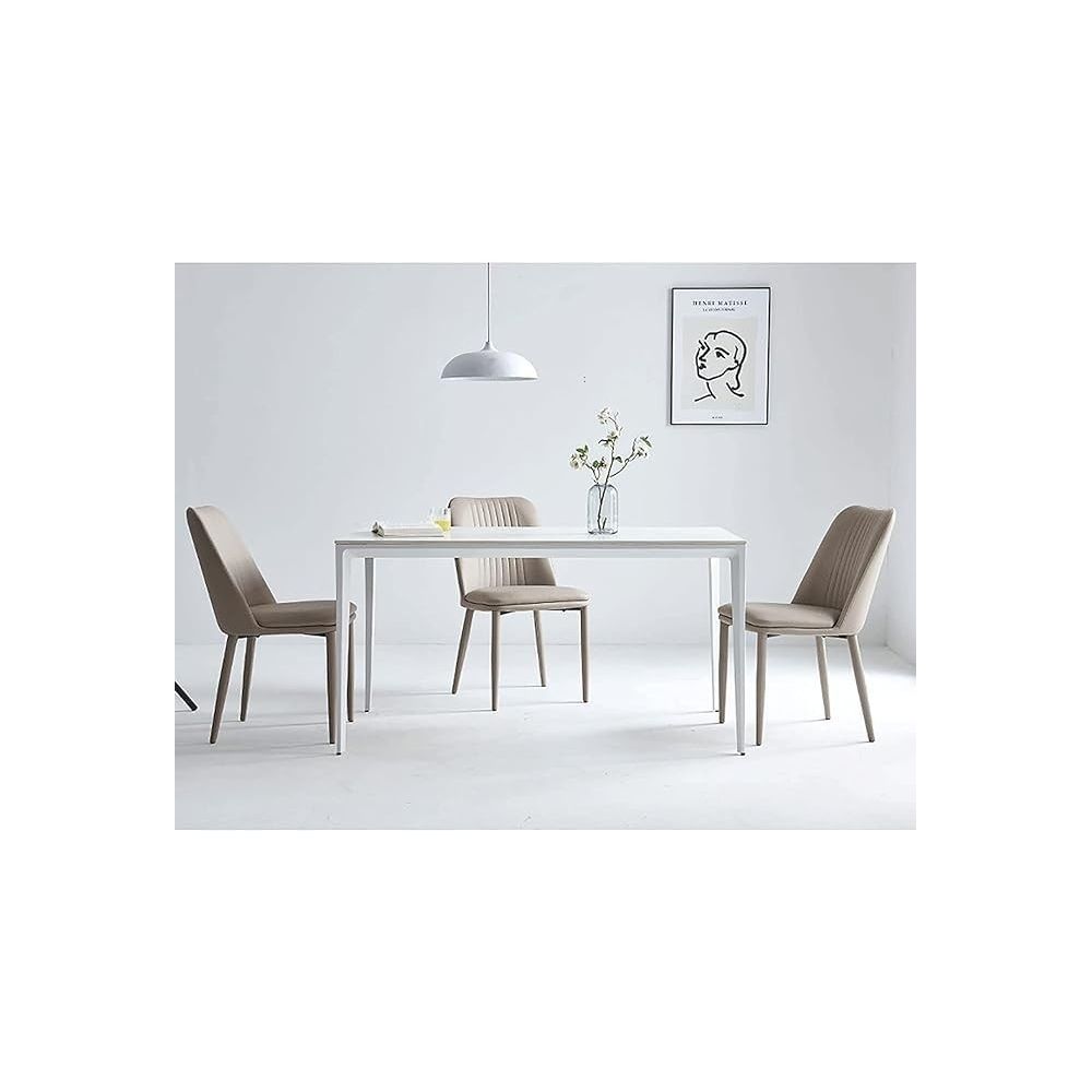 Pack 2 sillas tapizadas en Piel sintética Color Latte, Patas Metal, Medidas: Alto: 87cm Ancho: 50cm Profundidad: 53cm