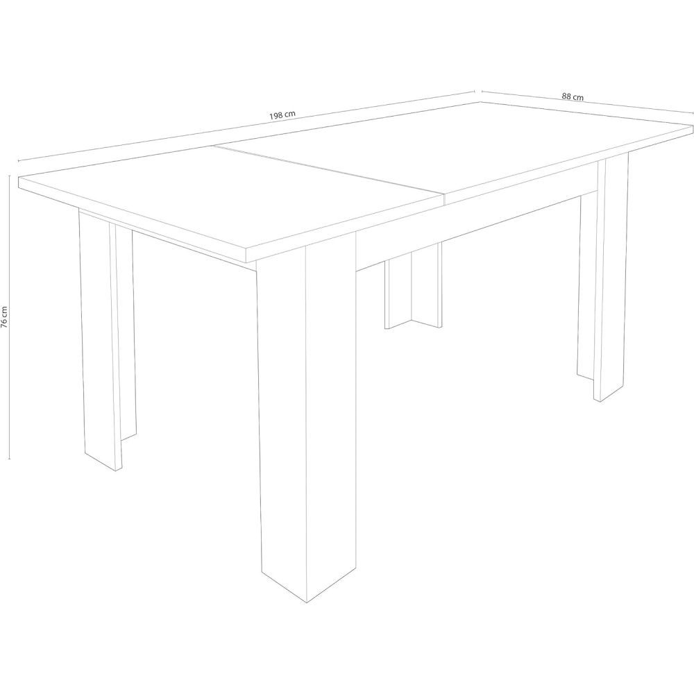 Mesa de Comedor Extensible, Mesa Salón, Robusta, Cambria, 138-198 cm (Largo) x 88 cm (Ancho) x 76 cm (Alto)