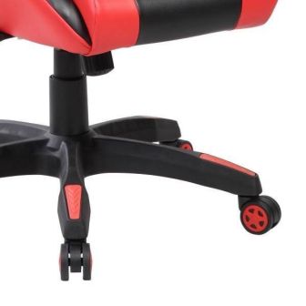 Silla de Oficina Ergonómica en Símil Piel Roja y Negra con Respaldo Alto, Sistema Hidráulico- Medidas 65x55/130x125,5/135,5 cm