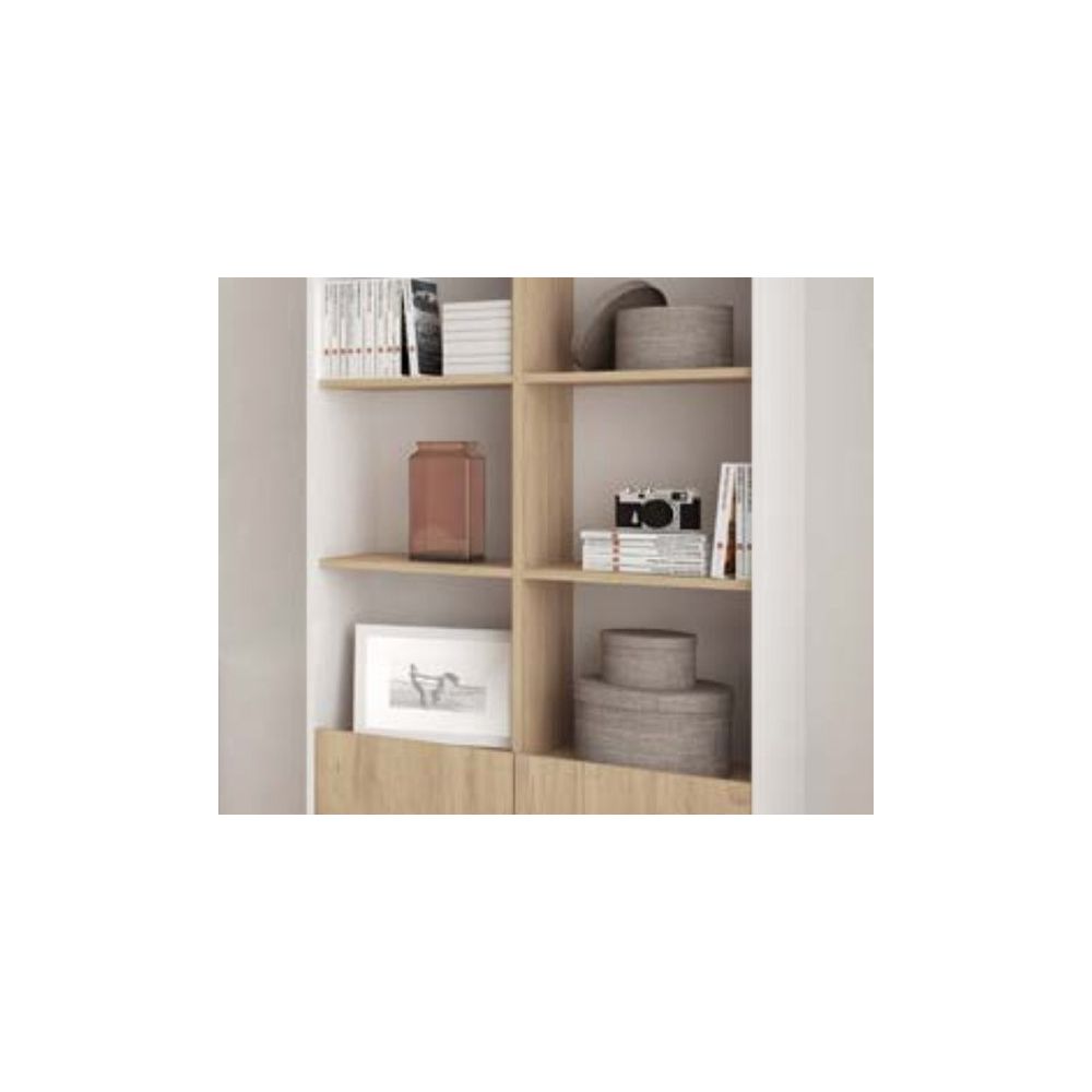 Estantería Decorativa, Librería, Separador Ambientes, Acabado en Roble y Blanco,171 cm (Al) x 80 cm (Anc) x 33,5 cm (Fon)