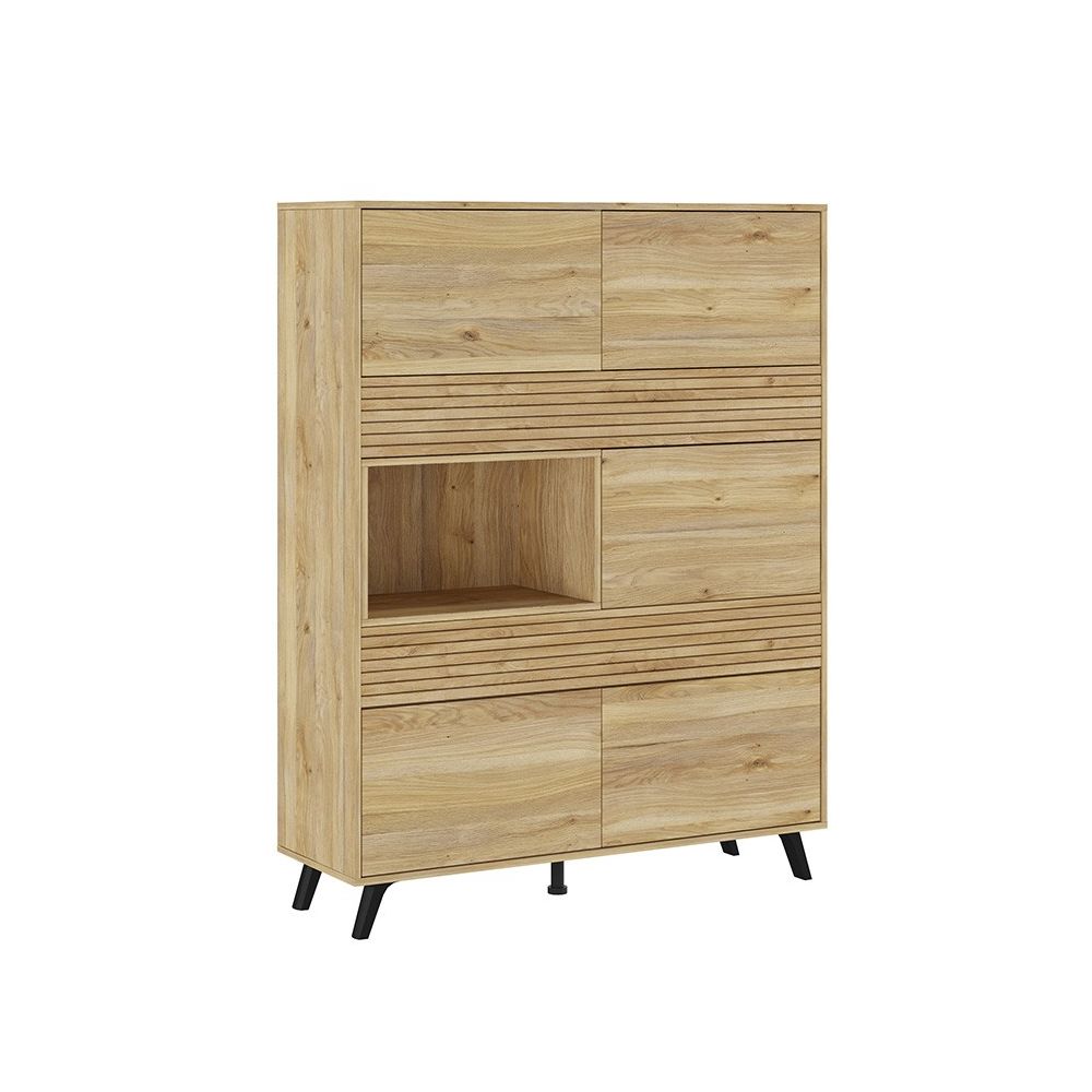 Conjunto de Salón Mueble Completo: Bajo TV, Vitrina, Estantería Decorativa y 2 Estantes - Color Mauvella Rayas