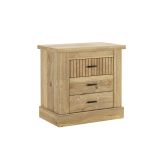 Pack de Muebles de Dormitorio Habitación con Cabecero, 2 Mesitas de Noche 3 Cajones y Cómoda en Color Mauvella Rayas